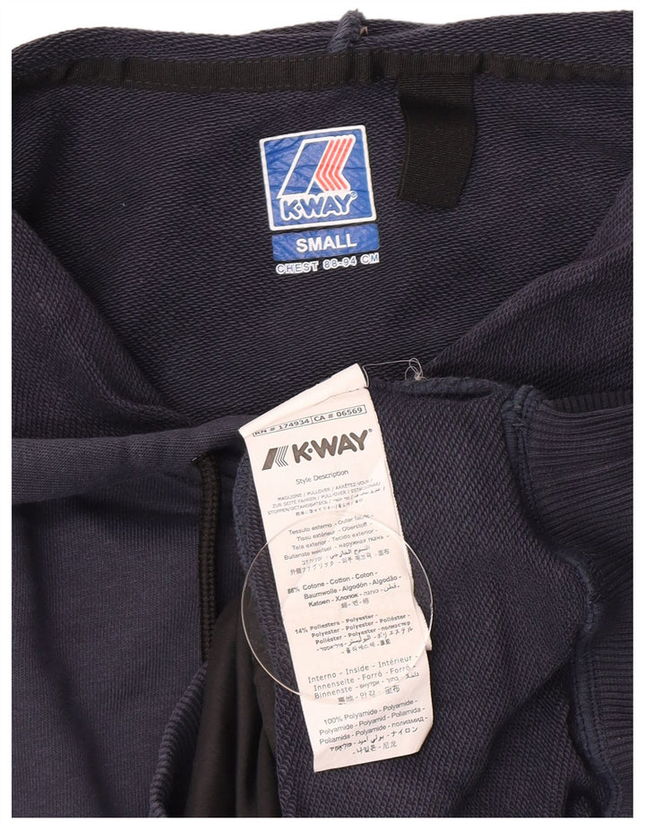 Suéter masculino com capuz K-Way pequeno algodão azul marinho