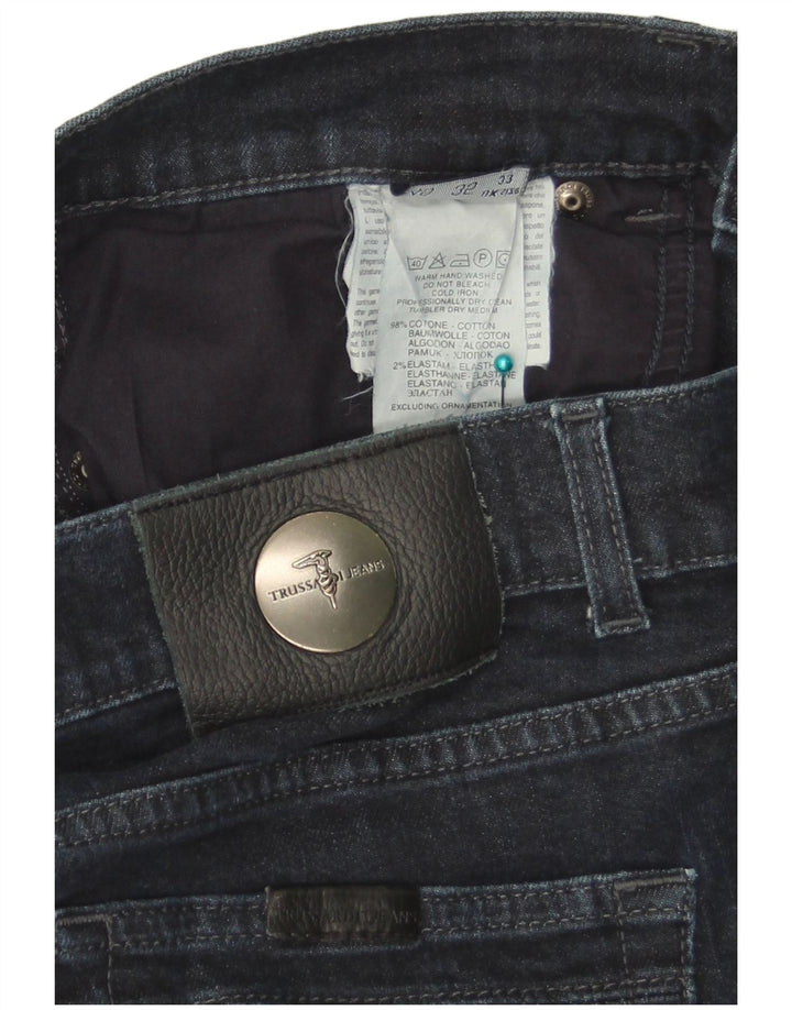 Jeans retos femininos Trussardi W33 L29 algodão azul marinho