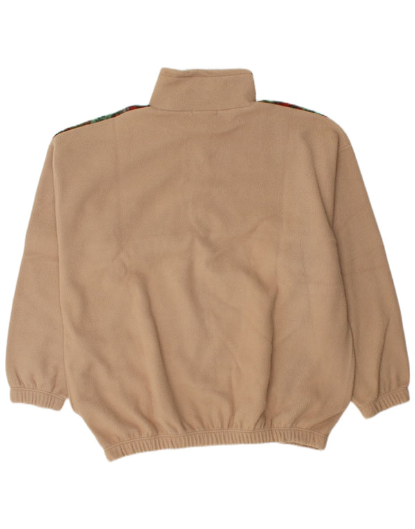 Suéter de lã vintage masculino com zíper e gola XL bege poliéster floral