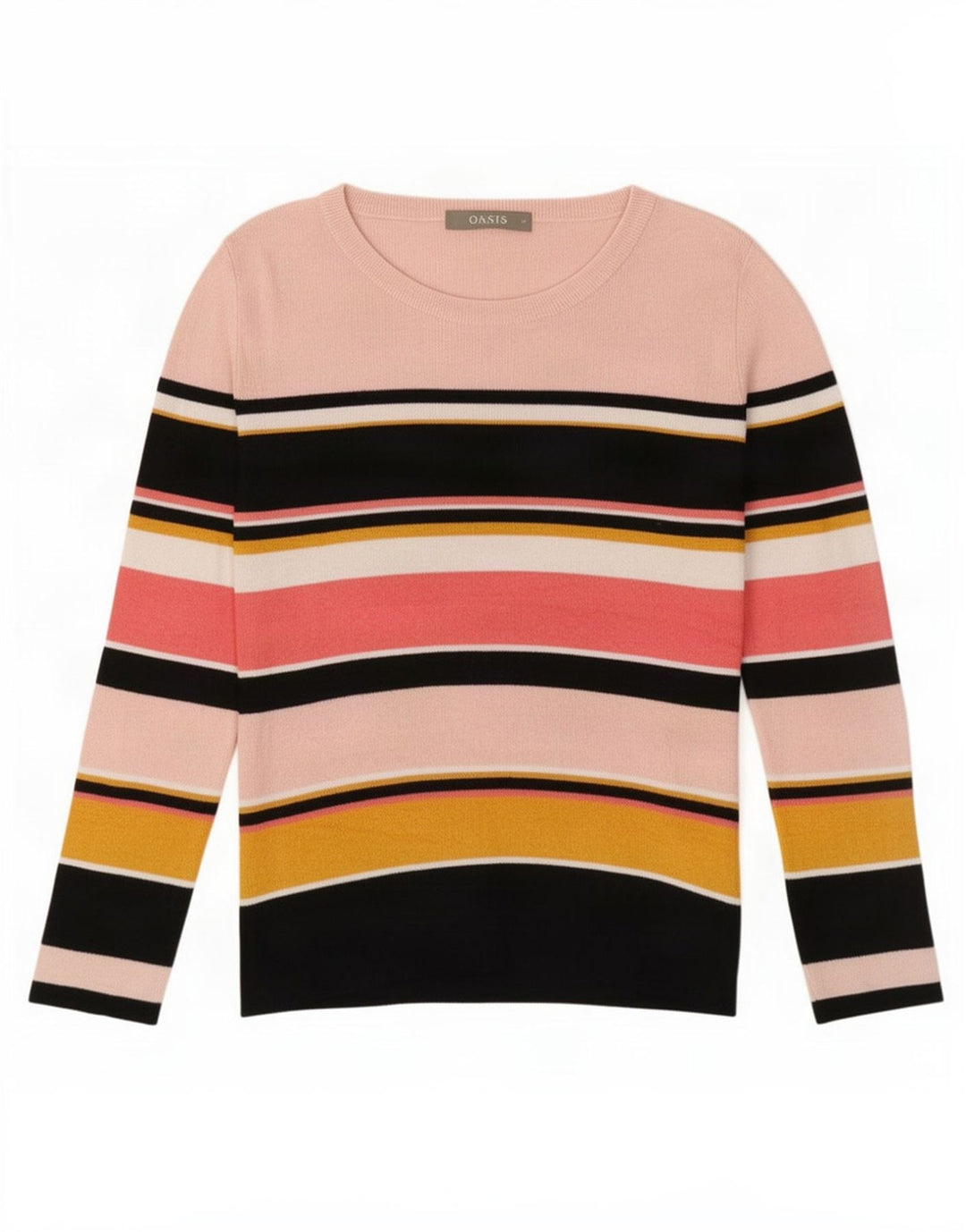 Suéter feminino Oasis com gola canoa e listrado médio multicolorido Reino Unido 12