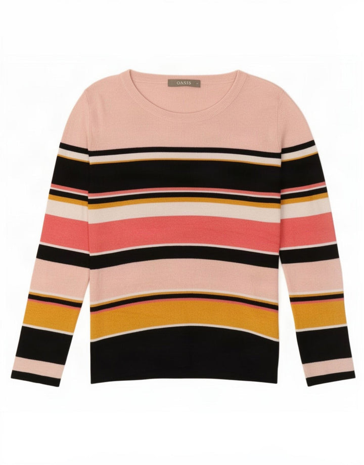 Suéter feminino Oasis com gola canoa e listrado médio multicolorido Reino Unido 12