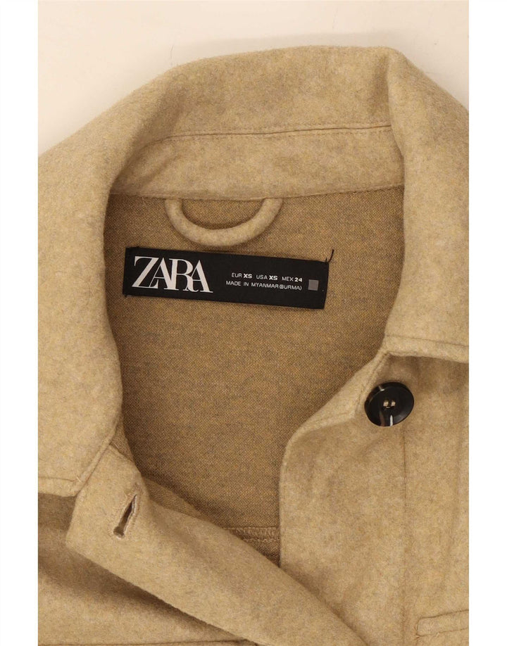 Jaqueta utilitária feminina Zara UK 6 XS poliéster bege