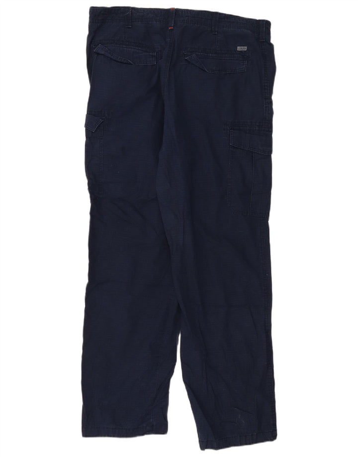 Calça cargo masculina reta Izod W36 L32 algodão azul marinho