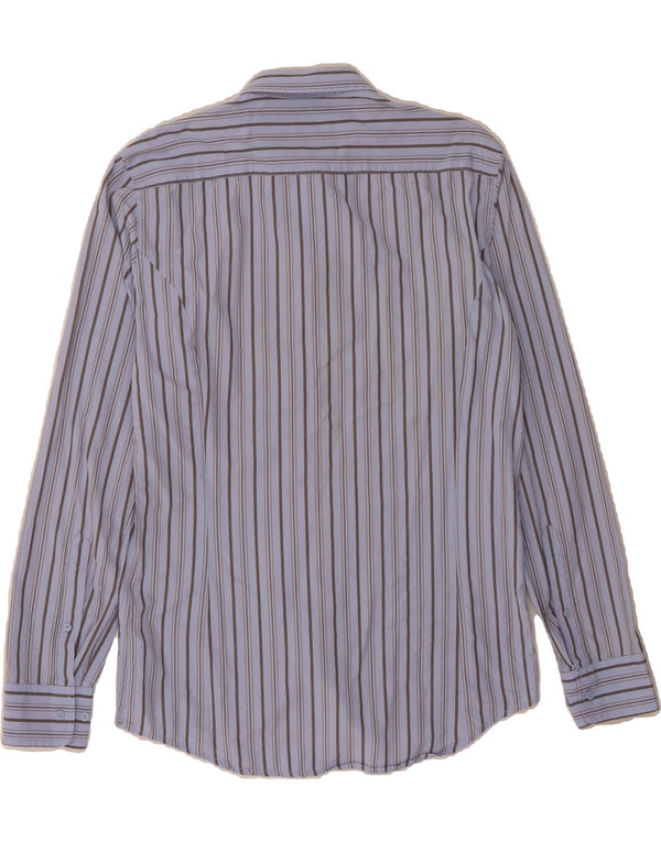 Camisa masculina DIESEL grande algodão listrado azul