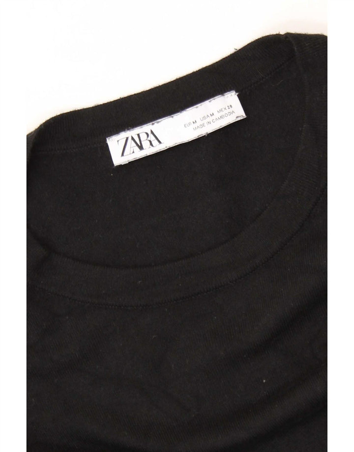 Zara Suéter feminino com gola redonda, Reino Unido 12 Médio Preto