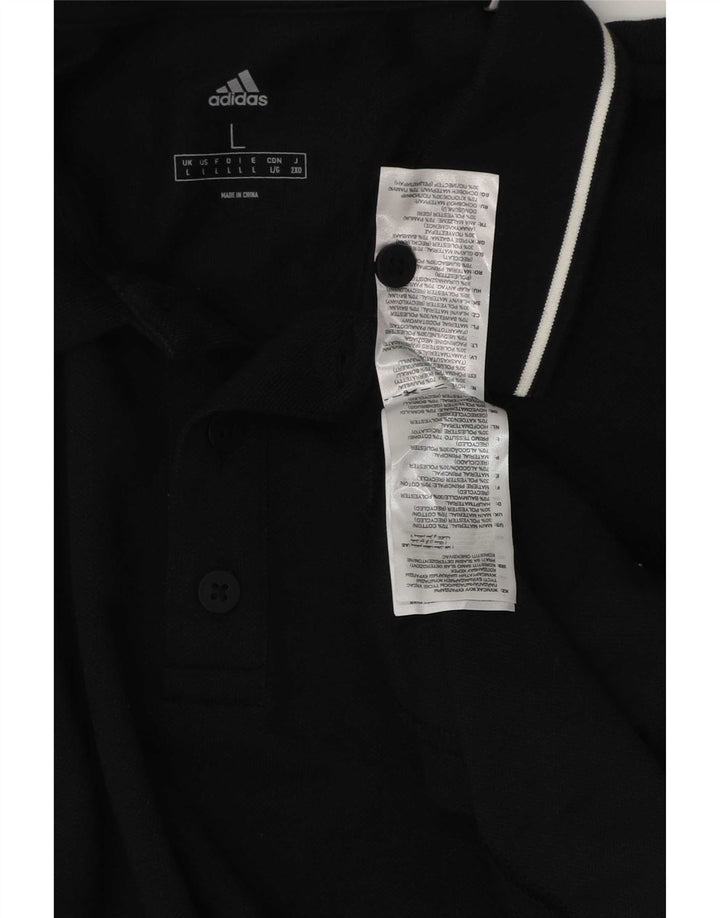 Camisa polo masculina Adidas grande algodão preto