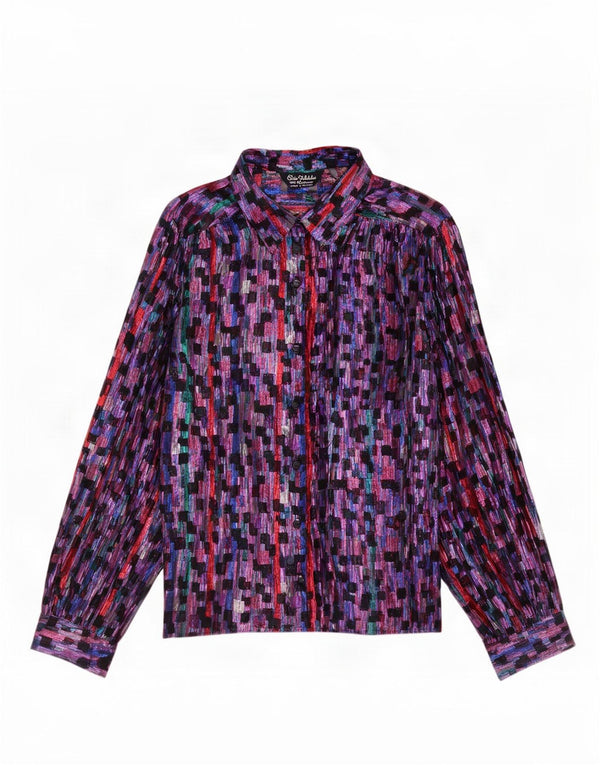 Blusa feminina Elsie Whiteley UK 16 grande multicolorida geométrica