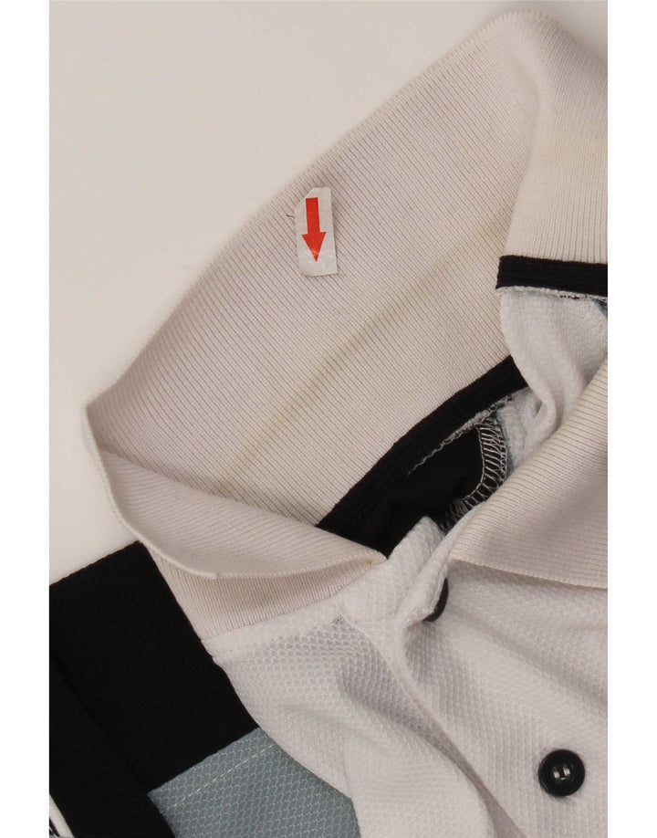 Camisa polo masculina AUSTRALIAN L'ALPINA grande bloco colorido branco de poliéster