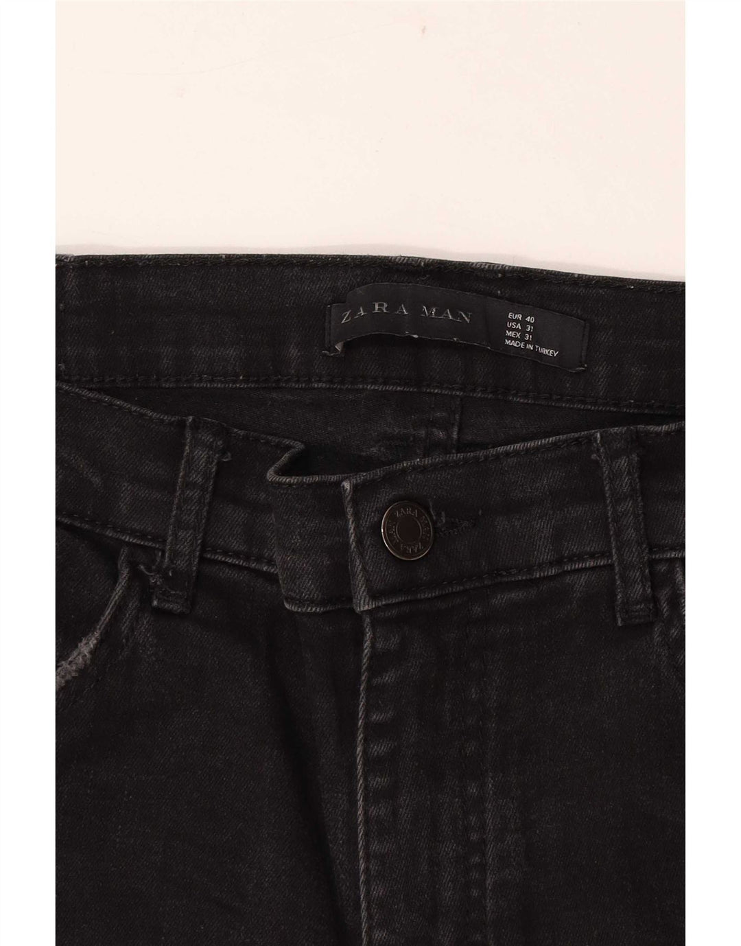 Zara Jeans skinny masculino desgastado UE 40 médio W31 L29 preto