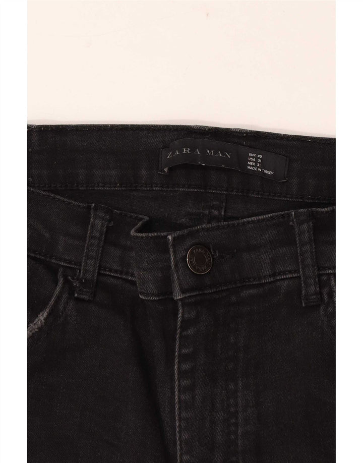 Zara Jeans skinny masculino desgastado UE 40 médio W31 L29 preto