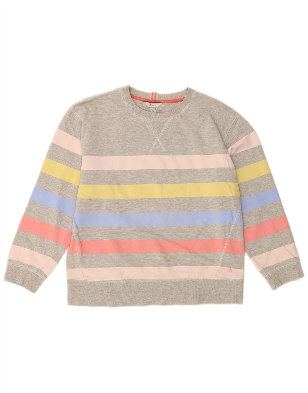 JOULES moletom feminino jumper UK 12 algodão listrado cinza médio