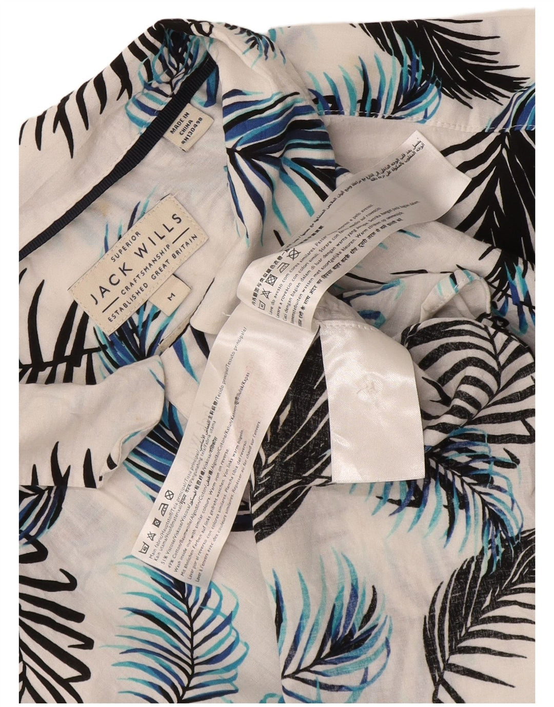 Camisa masculina de manga curta Jack Wills, viscose floral branca média