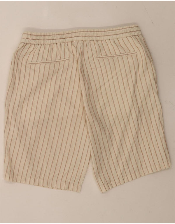Zara Mens Chino Shorts Grande W32 Algodão Listrado Bege