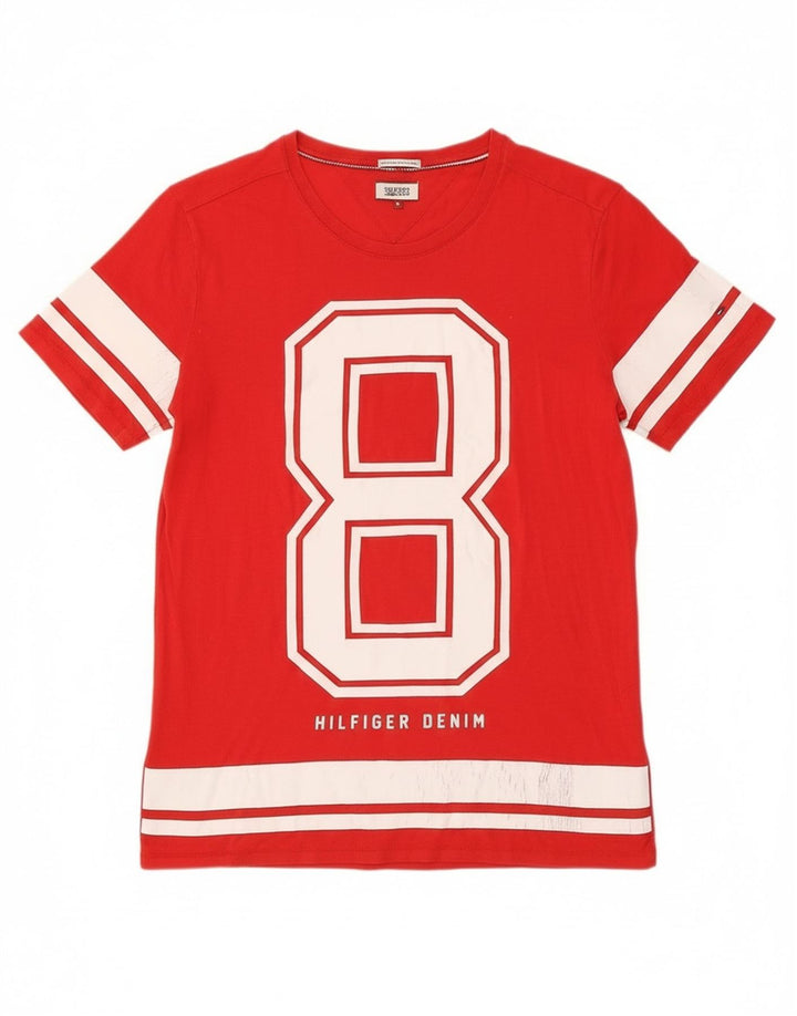 Tommy Hilfiger Camiseta masculina gráfica Top médio algodão vermelho