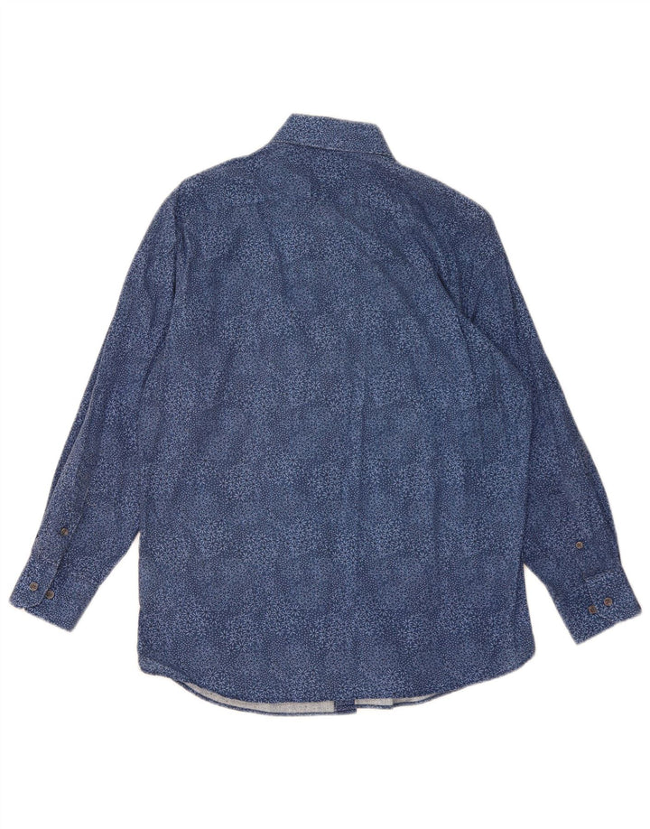 Camisa masculina MICHAEL KORS de ajuste moderno tamanho 39 15 1/2 azul médio floral