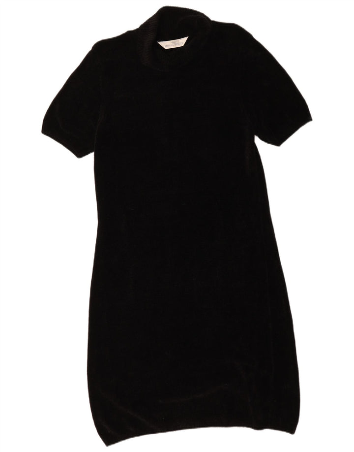 Vestido jumper feminino de manga curta Marks & Spencer Reino Unido 12 médio preto