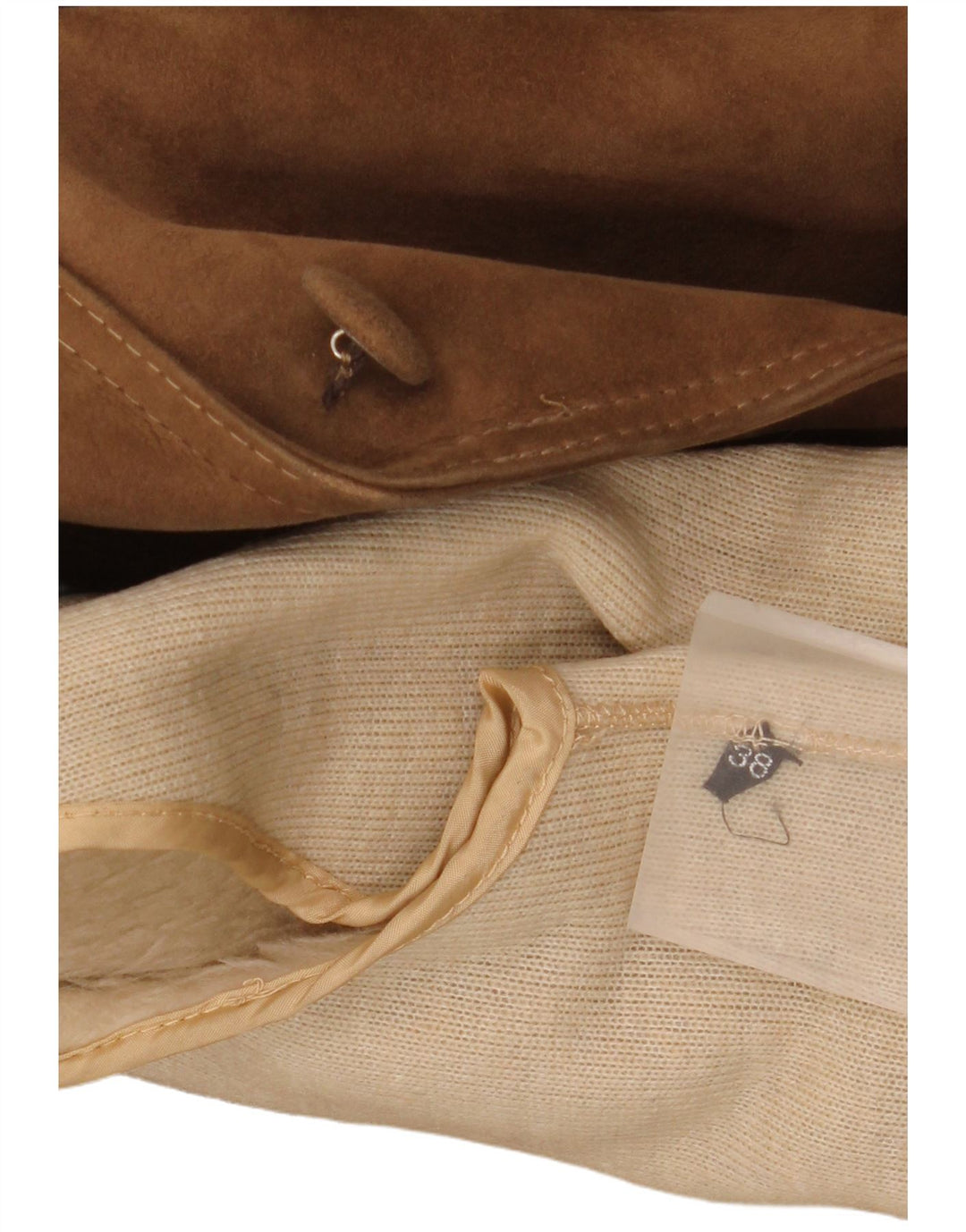 Sobretudo feminino VINTAGE de camurça Sherpa EU 38 médio bege