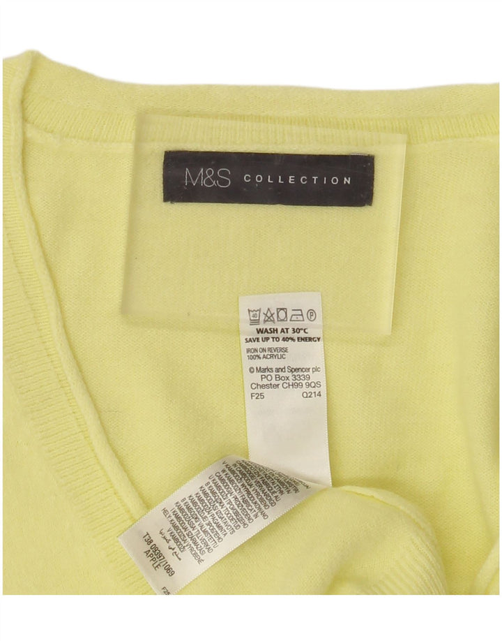 MARKS & SPENCER Suéter feminino com decote em V Reino Unido 10 pequeno acrílico amarelo
