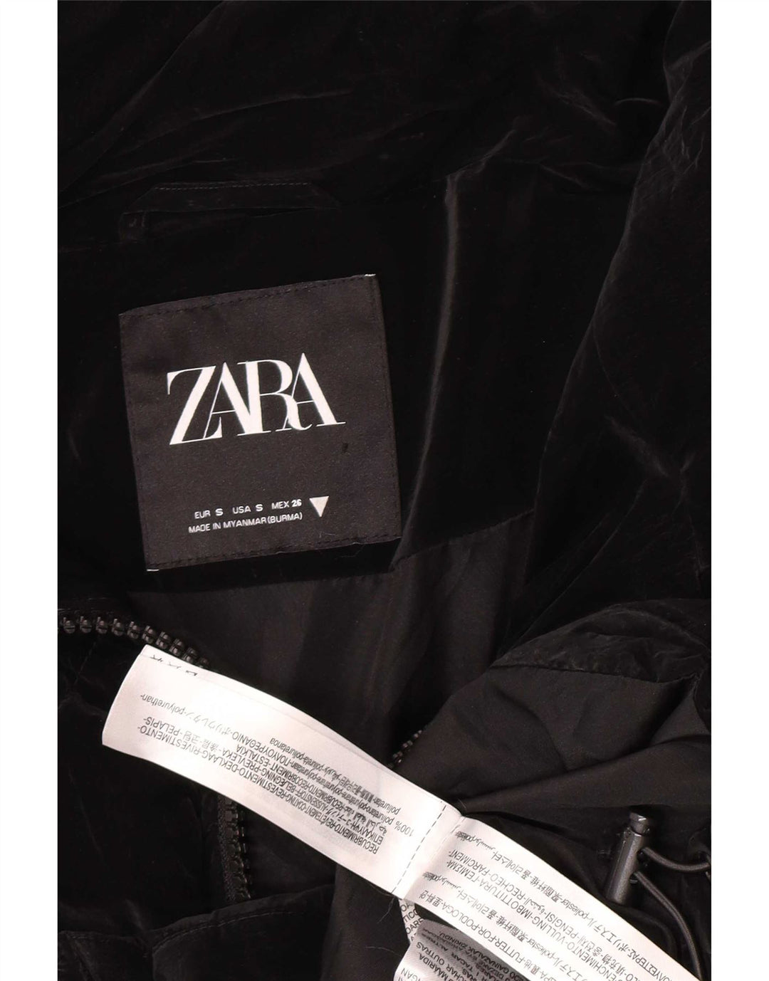 Jaqueta acolchoada superdimensionada feminina Zara UK 10 pequena poliuretano preto