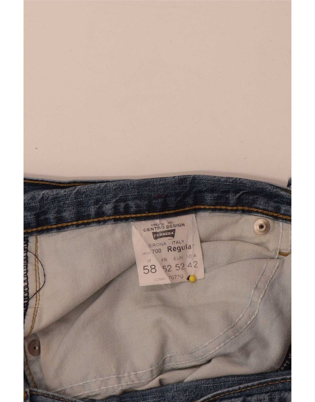 Carrera Mens Straight Jeans W42 L31 Azul Algodão