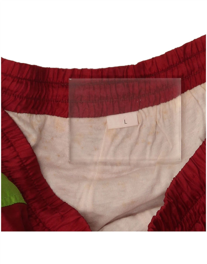 Calça de treino masculina vintage Joggers grande bloco colorido vermelho