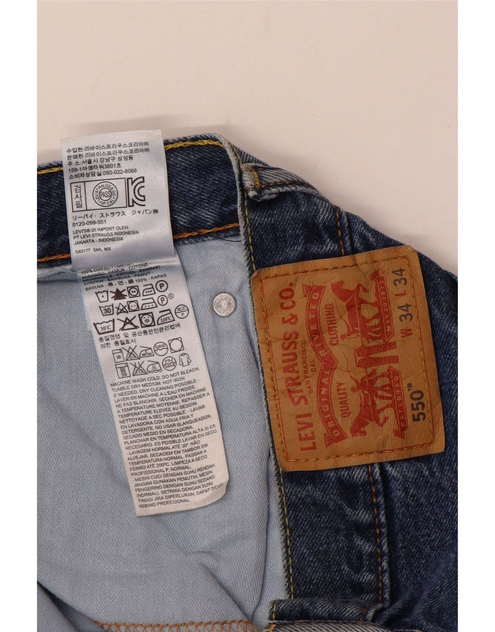 LEVI'S Masculino 550 Relaxed Fit Straight Jeans W34 L34 Azul Algodão