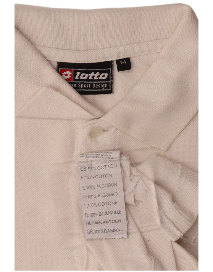 Camisa polo masculina de manga comprida LOTTO de algodão branco médio