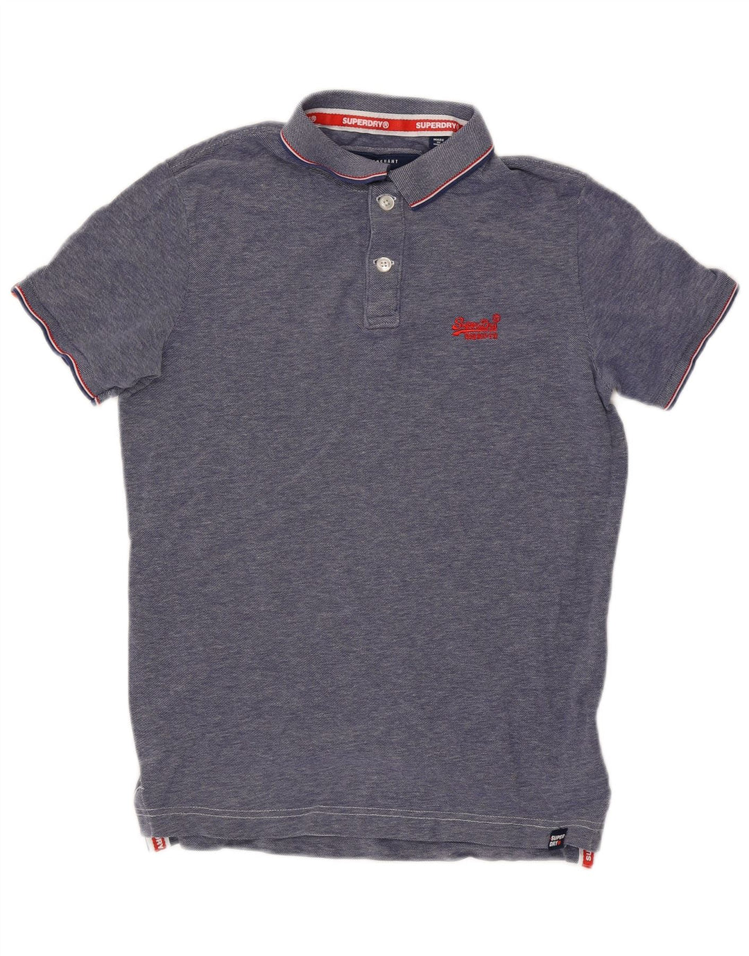 Camisa polo masculina Superdry algodão azul médio