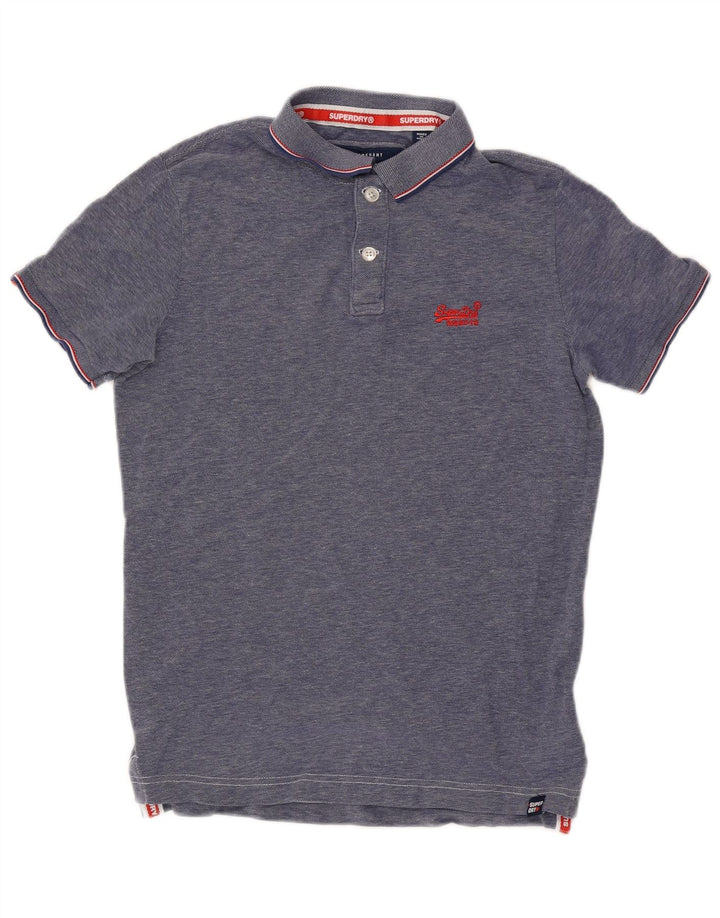 Camisa polo masculina Superdry algodão azul médio
