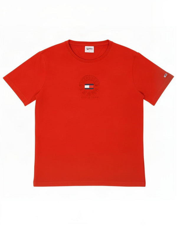 Camiseta feminina Tommy Hilfiger manga curta estampada Reino Unido 10 pequena vermelha
