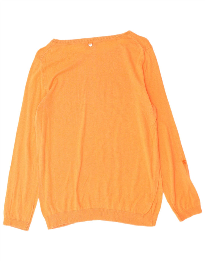 Suéter feminino MASSIMO DUTTI com gola canoa Reino Unido 14 seda laranja médio