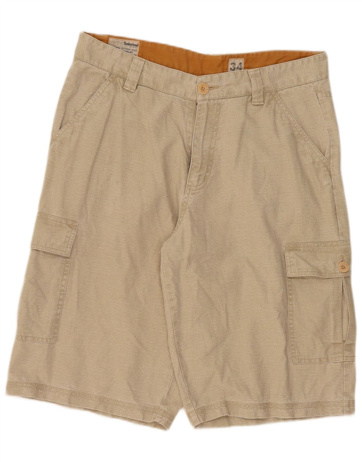 Timberland Mens Cargo Shorts W34 Grande Algodão Bege