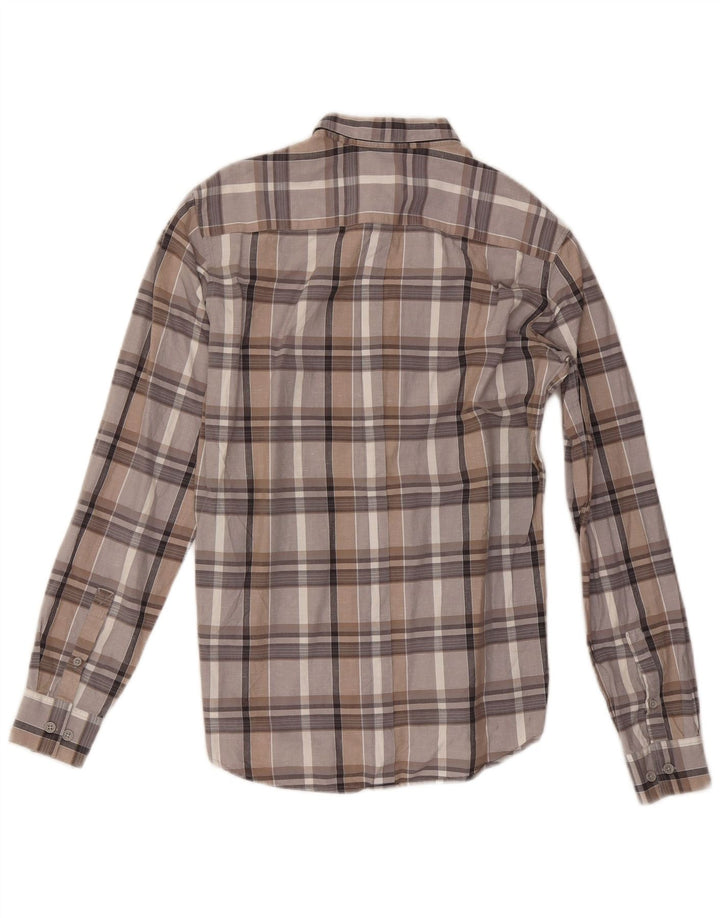 Camisa masculina Dkny pequena xadrez cinza algodão