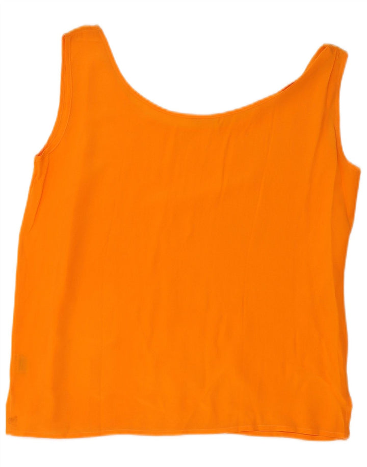 Blusa feminina sem mangas VINTAGE Reino Unido 16 grande seda laranja