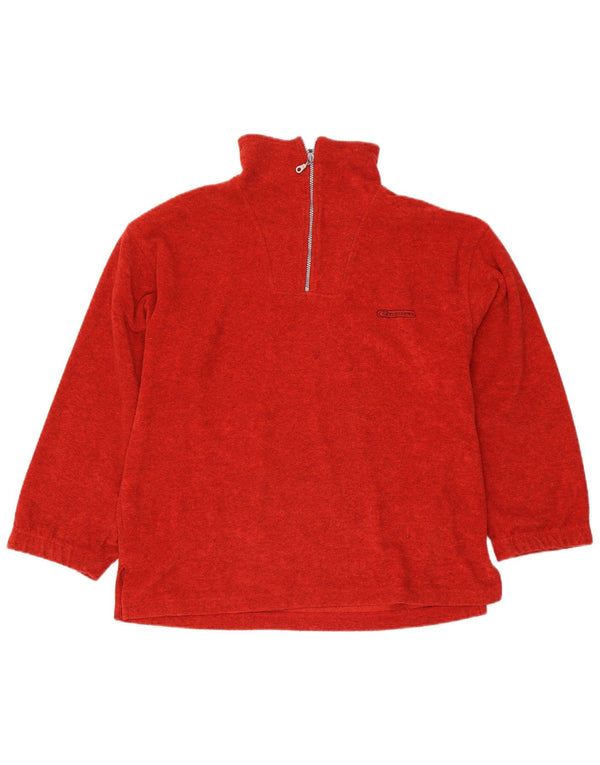 Shamp Mens Loose Fit Zip Neck Fleece Jumper Pequeno Poliéster Vermelho