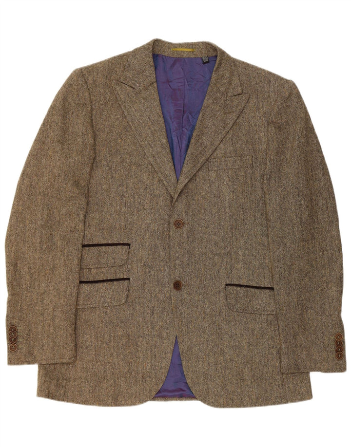 Jaqueta blazer masculina Ted Baker com 2 botões tamanho 5 XL marrom poliéster