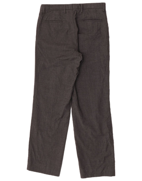 Calça masculina Hugo Boss de terno reto IT 46 pequena W30 L30 lã virgem cinza