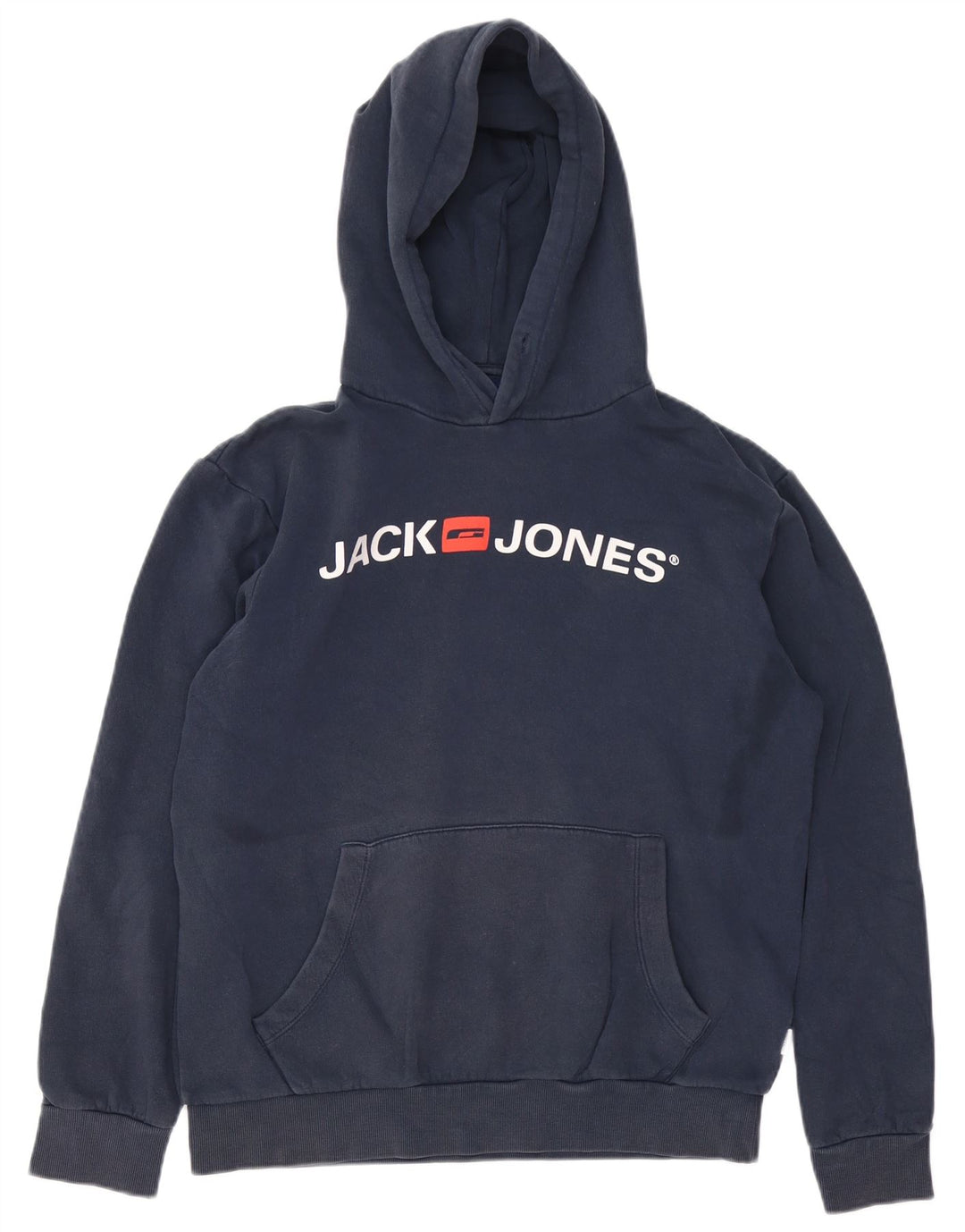 JACK & JONES moletom com capuz gráfico masculino médio algodão azul marinho