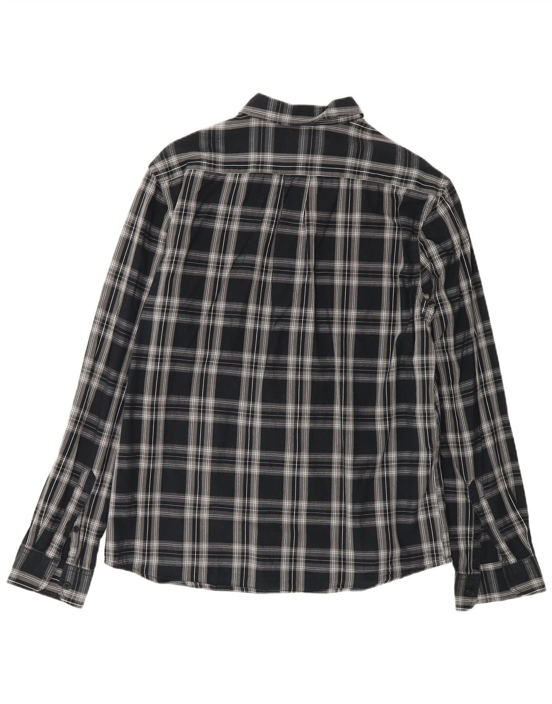 Camisa Wrangler masculina de flanela de ajuste regular, algodão xadrez preto médio