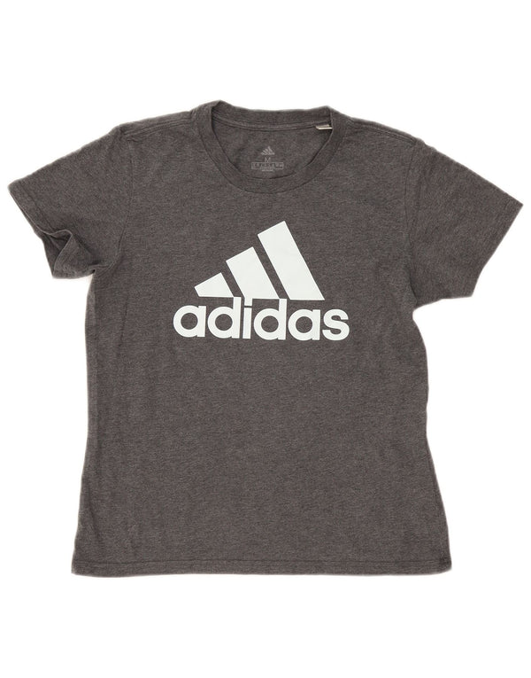 Adidas Camiseta Feminina Graphic Top UK 12/14 Cinza Médio Algodão Flecked