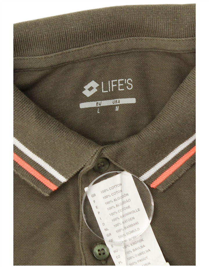 Camisa polo masculina Life's Lotto de algodão cáqui médio