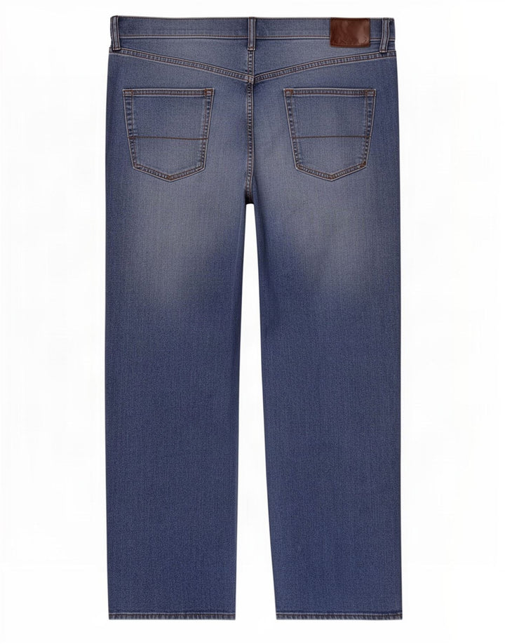 Calça jeans reta regular masculina Marks & Spencer W44 L31 algodão azul