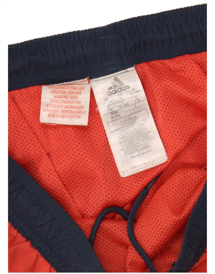 Shorts esportivos masculinos Adidas 15-16 anos vermelho colorblock poliéster