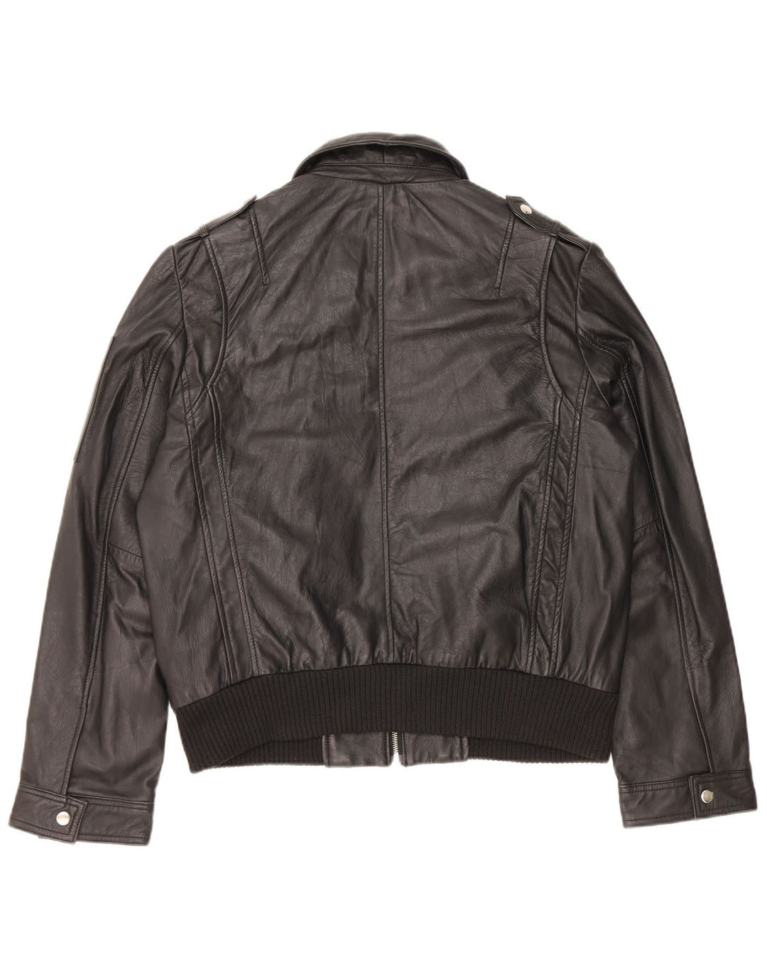 Jaqueta de couro militar feminina vintage IT 54 3XL couro preto