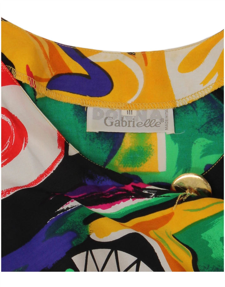 Blusa feminina vintage longline solta fit top UK 14 médio multicolorido