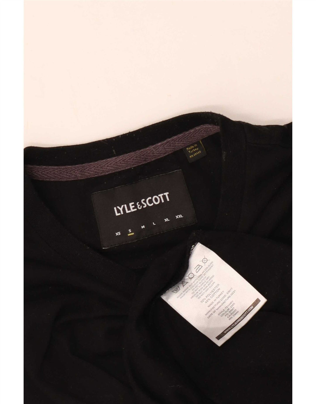 Camiseta masculina Lyle & Scott pequena preta poliéster