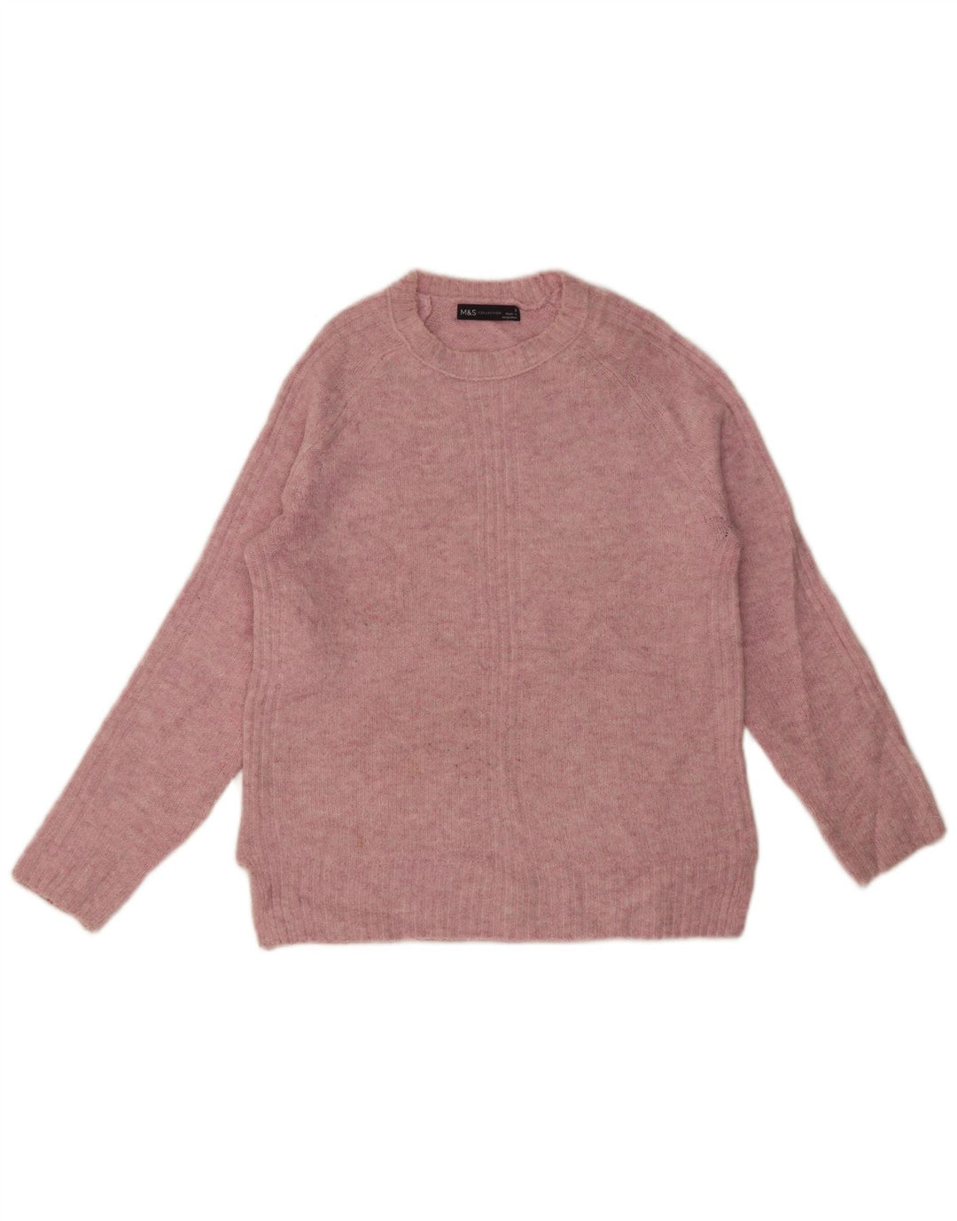 Suéter feminino Marks & Spencer com gola redonda e acrílico pequeno rosa salpicado