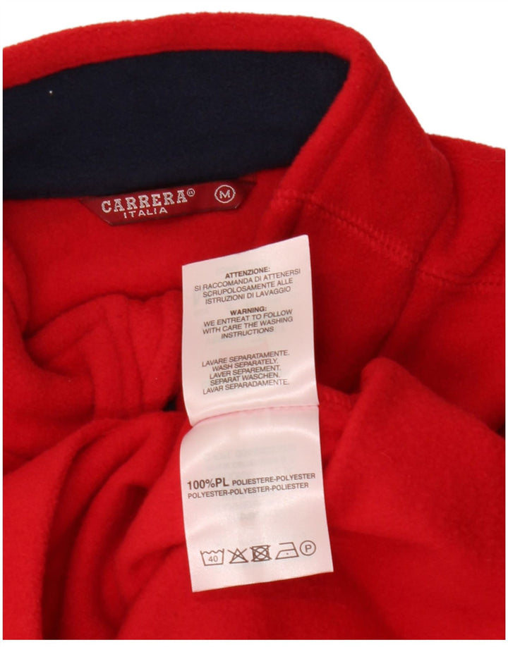 Carrera Suéter masculino de lã com zíper e gola média poliéster vermelho