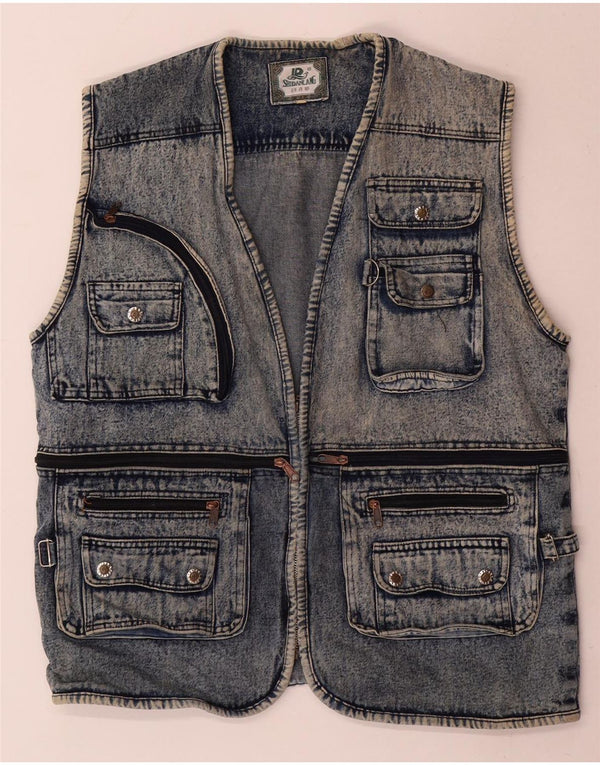Colete jeans masculino vintage UK 40 grande azul
