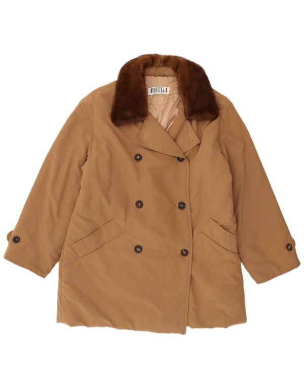Casaco feminino oversized com peito duplo Marella UK 12 poliéster marrom médio